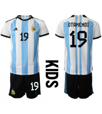 Argentina Nicolas Otamendi #19 Replica Home Stadium Kit for Kids World Cup 2022 Short Sleeve (+ pants)